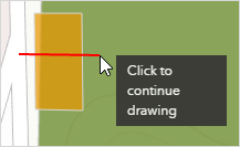 Split tool red line horizontally intersecting an orange rectangular polygon Split tool red line horizontally intersecting an orange rectangular polygon