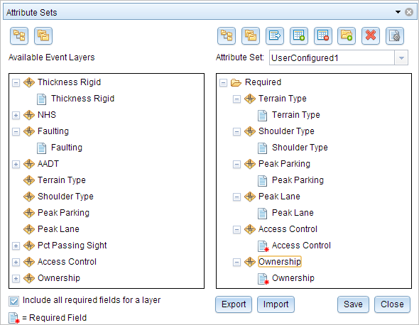 Attribute Sets dialog box Attribute Sets dialog box